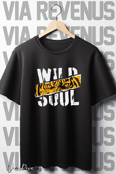 Vordevia Μαύρο μπλουζάκι Oversize - Wild Soul Printed, Crew Neck