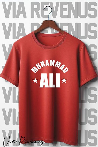 Vordevia Muhammad Ali Printed - Red Oversize Crew Neck T-Shirt