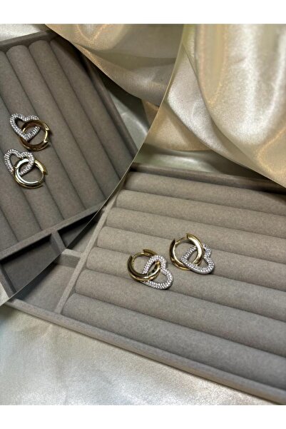 su jewelry collective shine Latest Trend Zircon Stone Heart Detailed Earrings