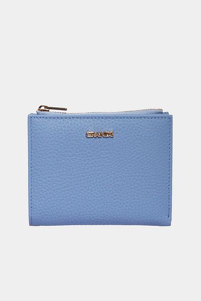 Grande 2805 Portofel de damă din piele naturală cu fermoar cu fermoar Flother Baby Blue