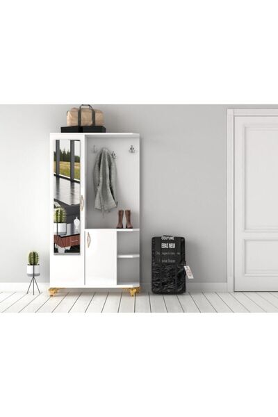 Genel Markalar Aynalı Dolaplı Lüx Vestiyer Portmanto
