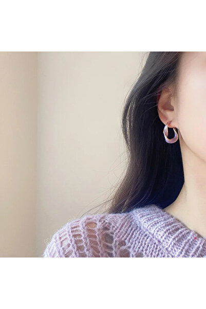 NeednStore Kadın Mor İnci Kaplama 925 Ayar Gümüş Üzerine Altın Kaplamalı Küpe