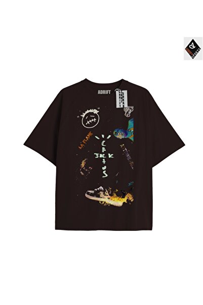 Adrift Tricou unisex oversize negru Travis Scott - Potrivire confortabilă
