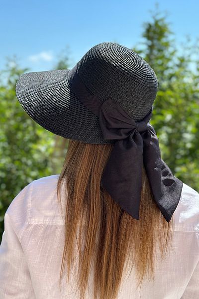 novon Laura Hat - Straw Bow Detail
