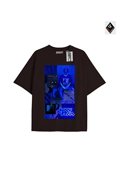 Adrift Travis Scott crna oversize unisex majica - opuštenog kroja