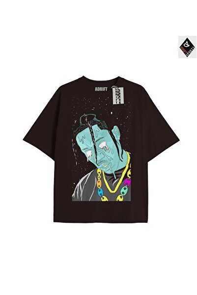 Adrift تي شيرت ترافيس سكوت أسود كبير الحجم للجنسين - قصة مريحة
