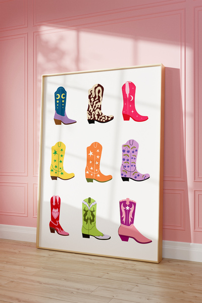 Genel Markalar Cowboy Boots Estetik Poster, Estetik Duvar Posteri, Çerçevesiz Poster