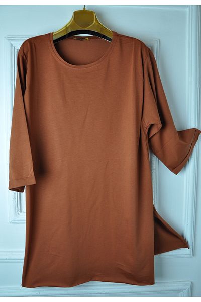 elma abone Plus Size - Komak Tunik Χτενισμένο Βαμβακερό