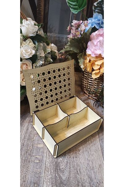 hayalimhediyelik Multi-Purpose Plant & Jewelry Wooden Box with Compartments