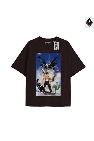 Adrift Travis Scott crna oversize unisex majica - opuštenog kroja