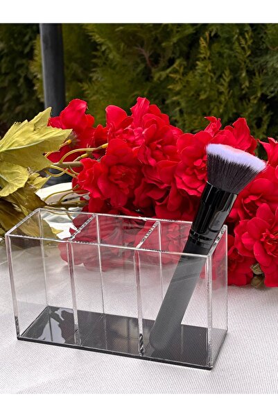 MY1COMPANY قاعدة مكياج سوداء مكونة من 3 أقسام، قطن، حامل أقلام، منظم