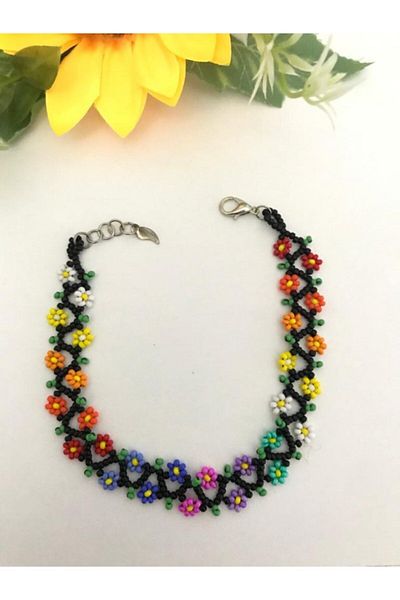 Beykan Women's Colorful Floral Anklet