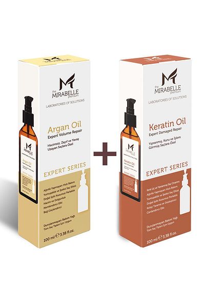 The Mirabelle Premium 100 Ml Keratin and Argan Hair Care Oil - Repairing and Renewing Set