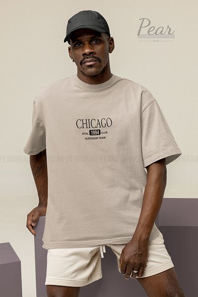 Pear Wear Unisex Oversize Chicago Printed T-Shirt