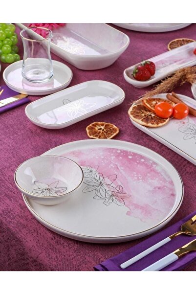 ZEN HOME Elegance Üstün Kalite Stoneware Porselen Acar Plus 6 Kişilik 31 Parça Kahvaltı Takımı