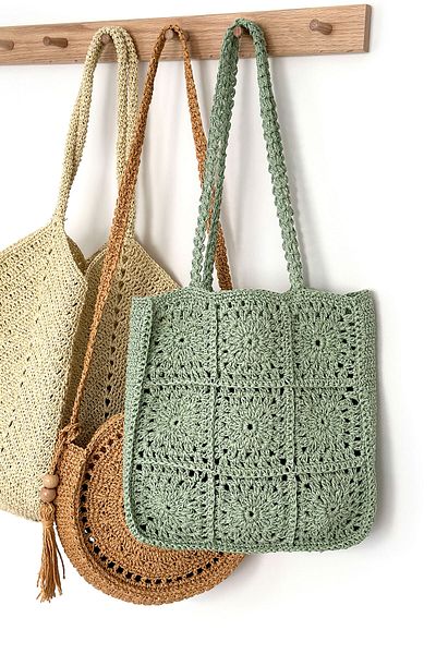 BECCASTYLE Straw Textured Water Green Tote Bag - Shoulder Bag and Summer Bag Motif Knitted