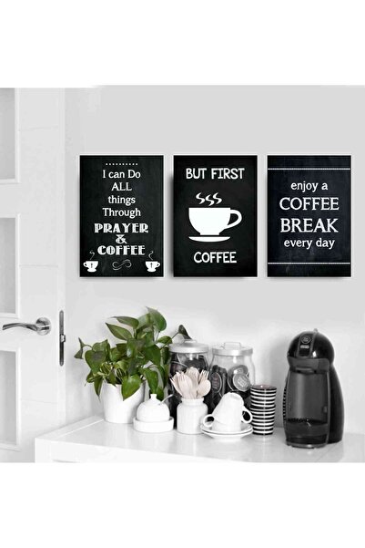 icase Mutfak Kahve Köşesi coffee menü Yazılı fincan kupa Dekor Konsept Tablo MDF Baskı(19x28cm)set tablo