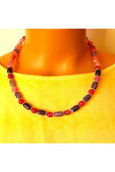 Asteria Elite Pink Agate Purple Agate Evil Eye Protection and Spiritual Awakening Necklace Bracelet Set