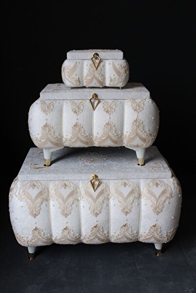 HUZUR ÇEYİZ Melike Model Çeyizlik 3'lü Sandık