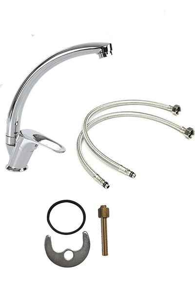 ŞENEL مجموعة صنبور المطبخ والحوض من سلسلة Şenpress الجديدة Mix Swan مع ضمان ل...