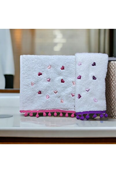 NGR HOME Kalpli Nakışlı Ve Ponpon Detaylı 30x50 2'li Mutfak Havlusu