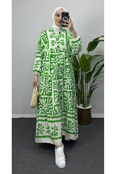 bybaharoz Cotton Viscose Dress - Buttoned Design