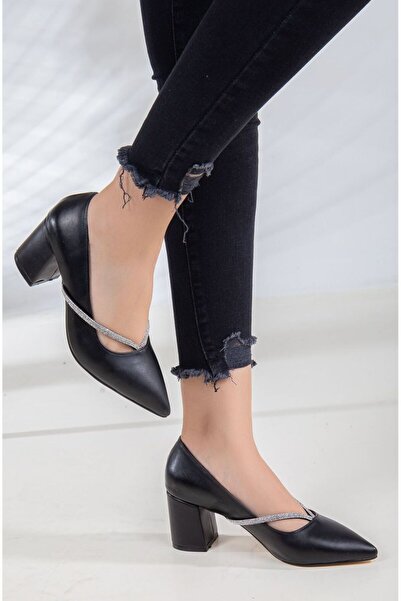 Ventes Crna Sa kamenim detaljima 6714 Model Žene Cipele sa štiklom