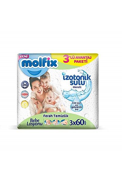 Molfix Isotonic Wet Wipe, Fresh Cleaning, Islotonic Wet Wipe, 60x3-Pack Promo