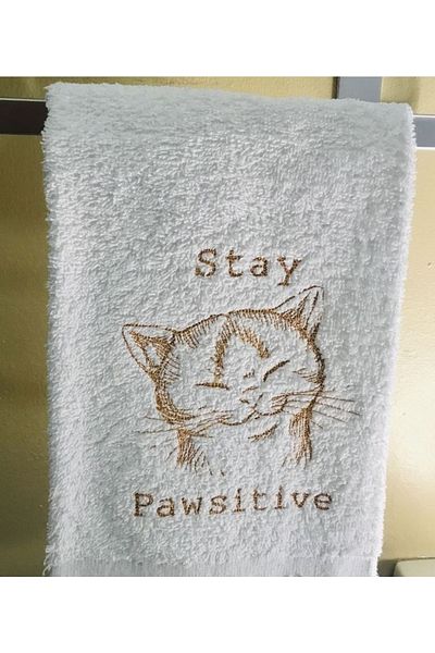 NGR HOME 50x90 Cat Embroidery Detailed Hand Towel