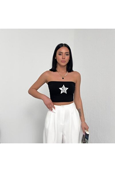 Toum dompuleri fashion Star Detail Imprimat Lycra Bumbac Pieptănat Fără Bretele