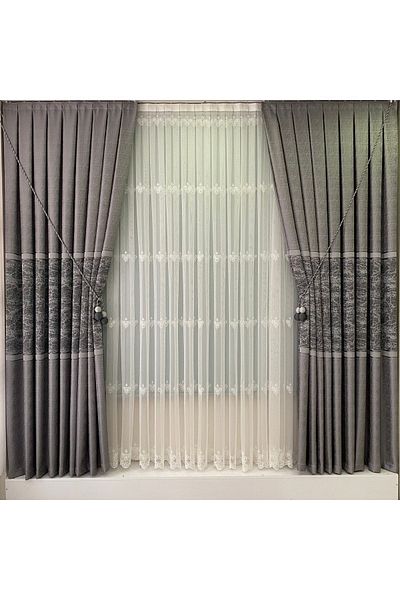 Fon Dünyası Gray Black Single Wing Panel Background Curtain