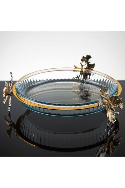 atabey home Butterfly Foot Round Pyrex Tray-31 Cm