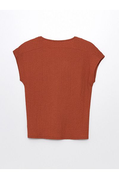 LC Waikiki V-Ausschnitt LCW Damen Bluse - Gerader Schnitt, Kurze Ärmel
