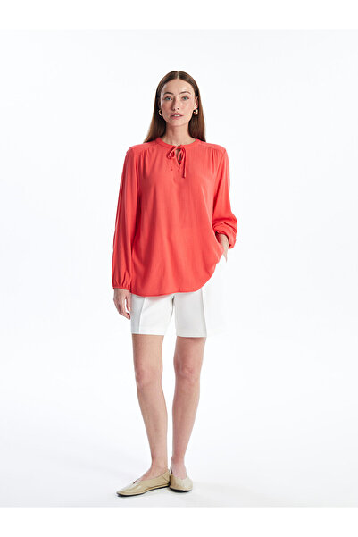 LC Waikiki LCW női blúz - tömör, hosszú ujjú és megkötős gallér