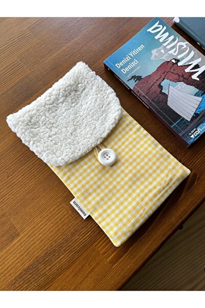 Sumicorn Design Yellow Gingham Linen Tablet Mini iPad Book Kindle Case Bag