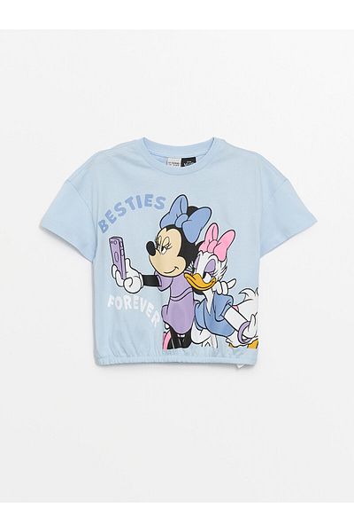 LC Waikiki LCW Minnie Mouse Print - dziewczęca koszulka z krótkim rękawem, okrągły dekolt, krótki rękaw