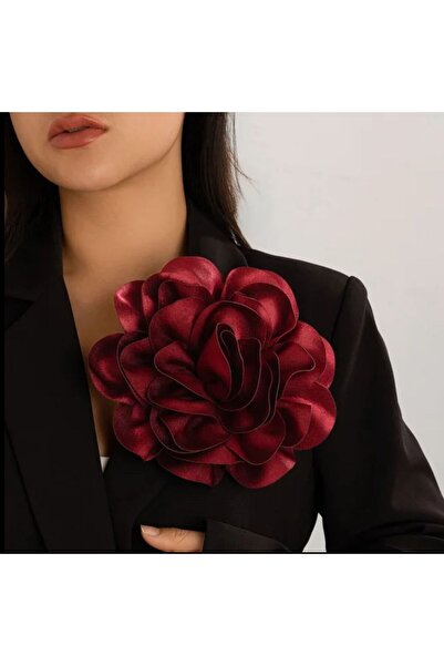 MutluBiDünya Vintage 15 cm Maxi Boy Büyük Saten Kumaş Broş