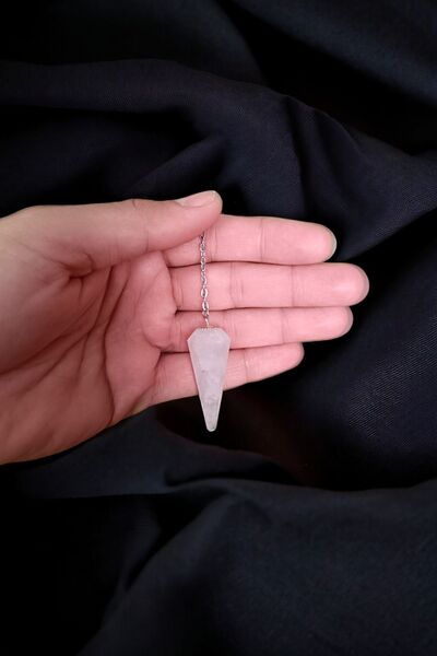 MGA DOĞAL TAŞ Pembe Kuvars Taş Pondül Sarkaç Doğal Hakiki Gerçek Doğal Taş Pe...