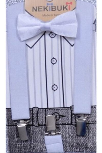 NEKİBUKİ Set papion cu bretele pentru pantaloni albi 1-9 ani