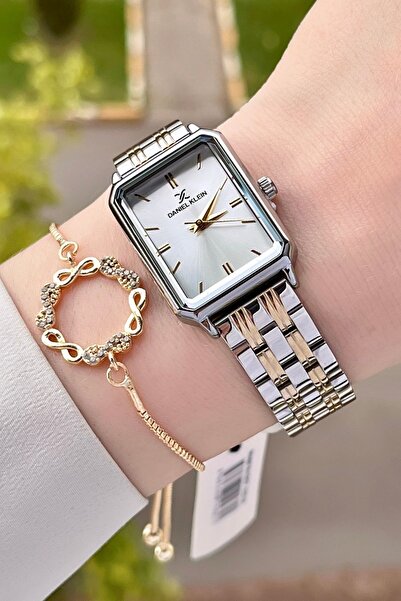 Daniel Klein Gold Gümüş Renk Hediye Paketli Kadın Kol Saati ve Bileklik