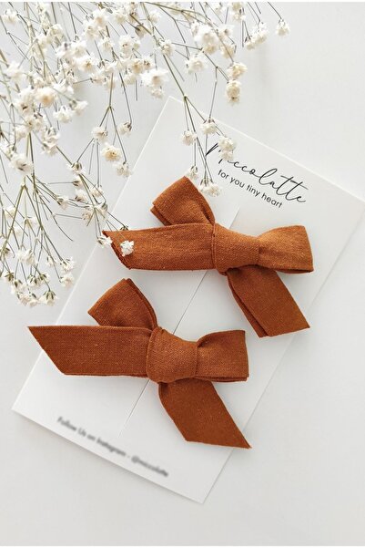 Miccolatte Bebek Ve Çocuk Keten Fiyonk Klipsli Toka Seti