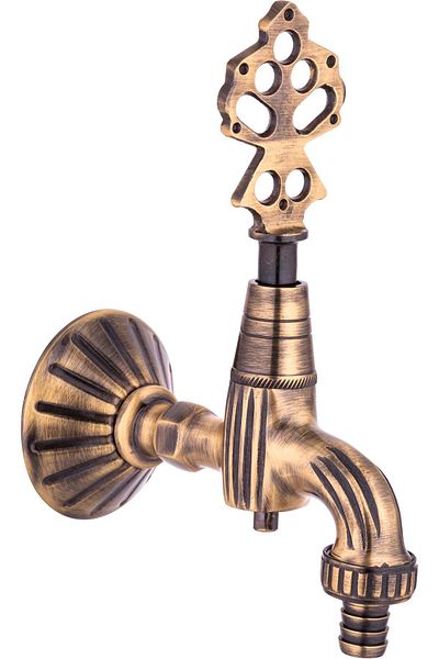İSAOĞLU YAPI Antique Gold Crane Tap with Hose Connection Apparatus Bath Tap Antique Antique
