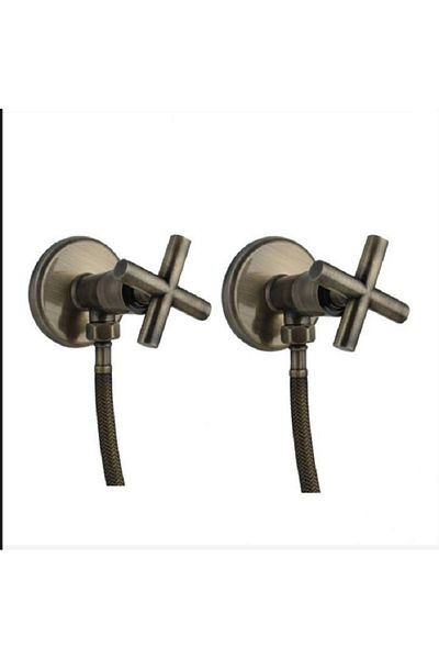 İSAOĞLU YAPI Antique Gold Bidet Taps Complete Set Including Drain Hoses Antique Bidet Taps