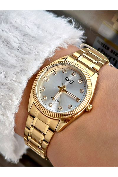 Q&Q QZ69J197ES Women's Wristwatch Silver Dial Jewelled