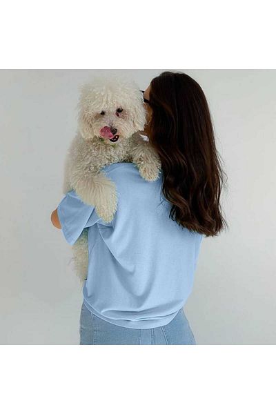 Eldemir Tricou oversize Boyfriend din bumbac verde - unisex cu decolteu