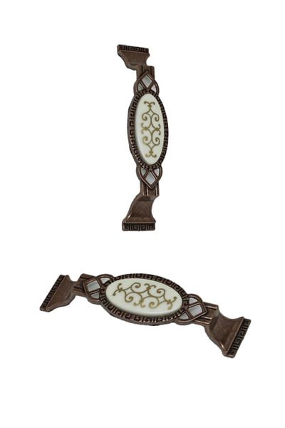 ŞENEL Yapı Market 96 mm Antique Copper Antique Polymer Cabinet Drawer Handle Gilded Pattern