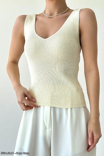 Ladyone V-Neck Knitwear Athlete - Dark Cream