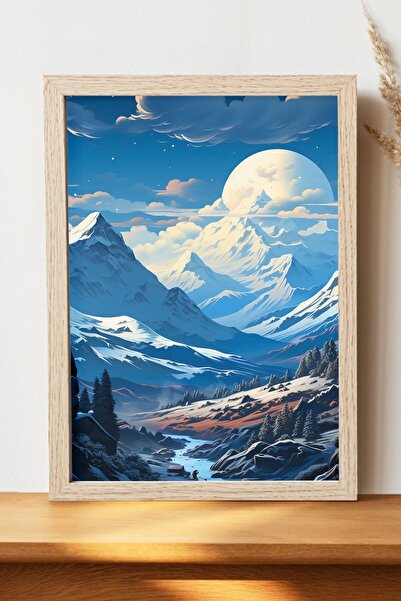 Luna Marissa Χειμερινή αφίσα βουνού - Αφίσα τοίχου από γυαλιστερό χαρτί χωρίς...
