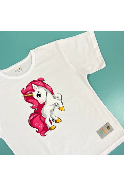 %100 Premium Organik Sertifikalı Suprem Oversize Çocuk Tshirt-Unicorn
