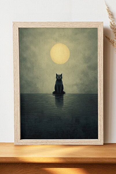Luna Marissa Μίνιμαλ αφίσα γάτας - Αφίσα τοίχου από γυαλιστερό χαρτί χωρίς πλ...